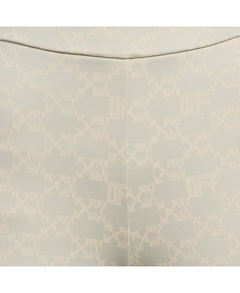 Women's Neutral Cream Monogram Jersey Slit Detail Leggings