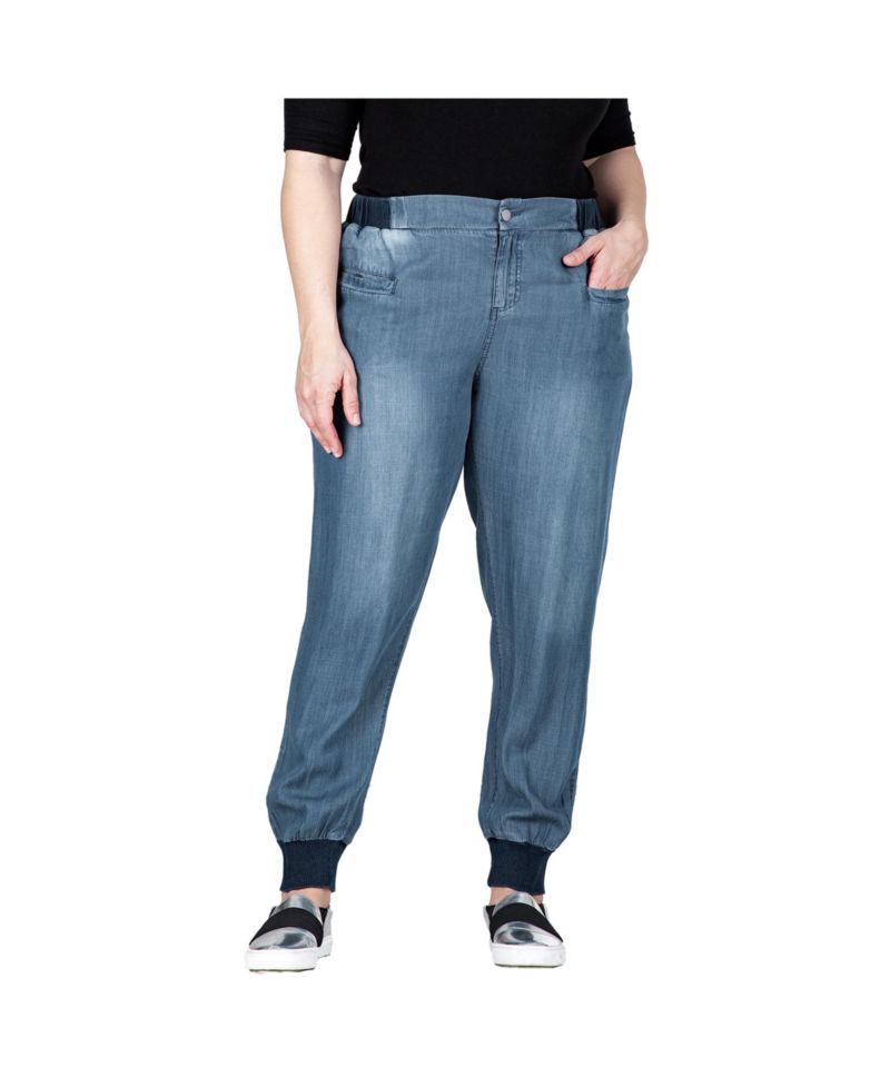 Plus Size Tencel Rib Cuffs Jogger Pants