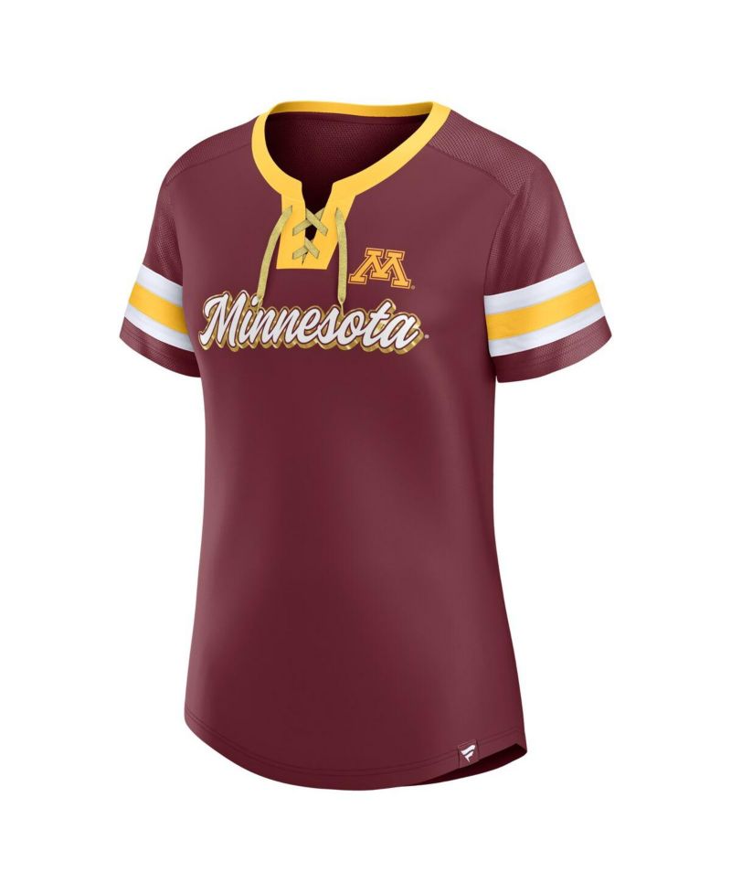 Women's Maroon Minnesota Golden Gophers Iconic Athena Lace-Up T-Shirt