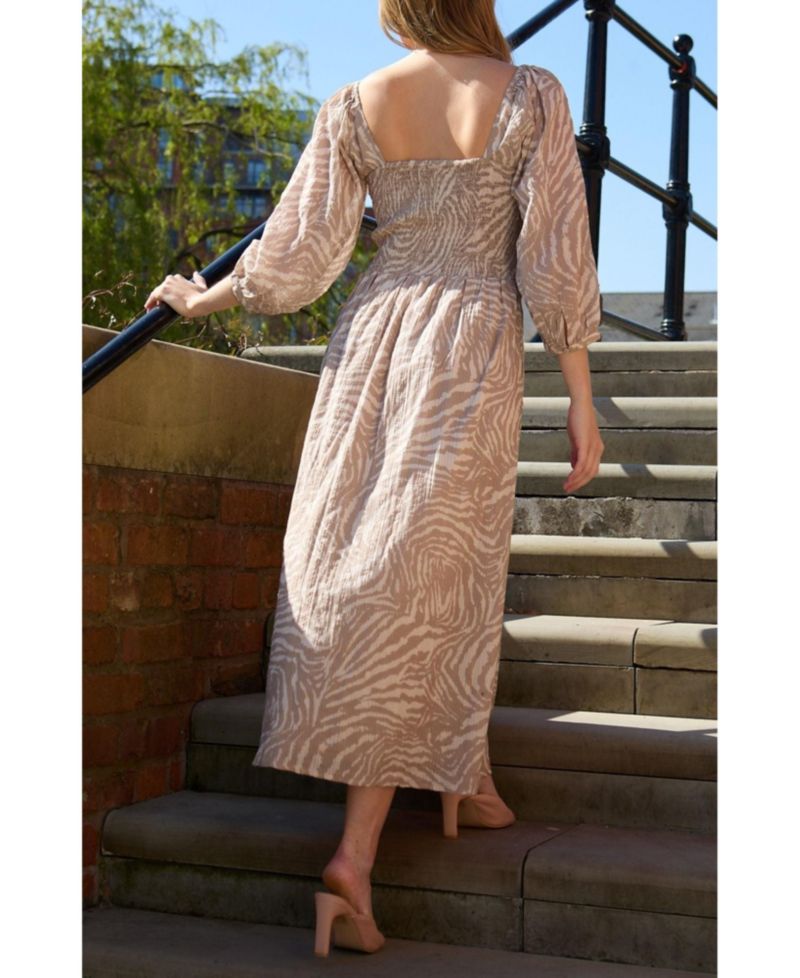 Women's Lauren Shirred Bodice Banana Print Maxi Dress