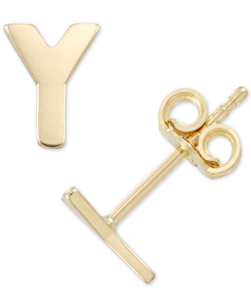 Initial Stud Earrings in 10k Gold
