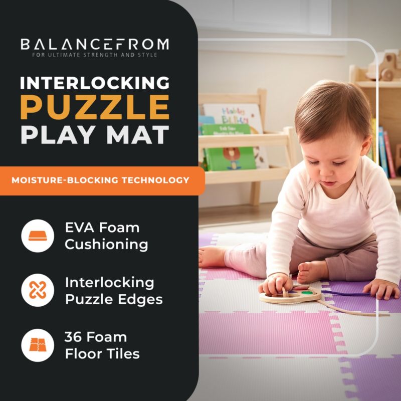 36 Tile Thick Interlocking Puzzle Foam Exercise Play Mat