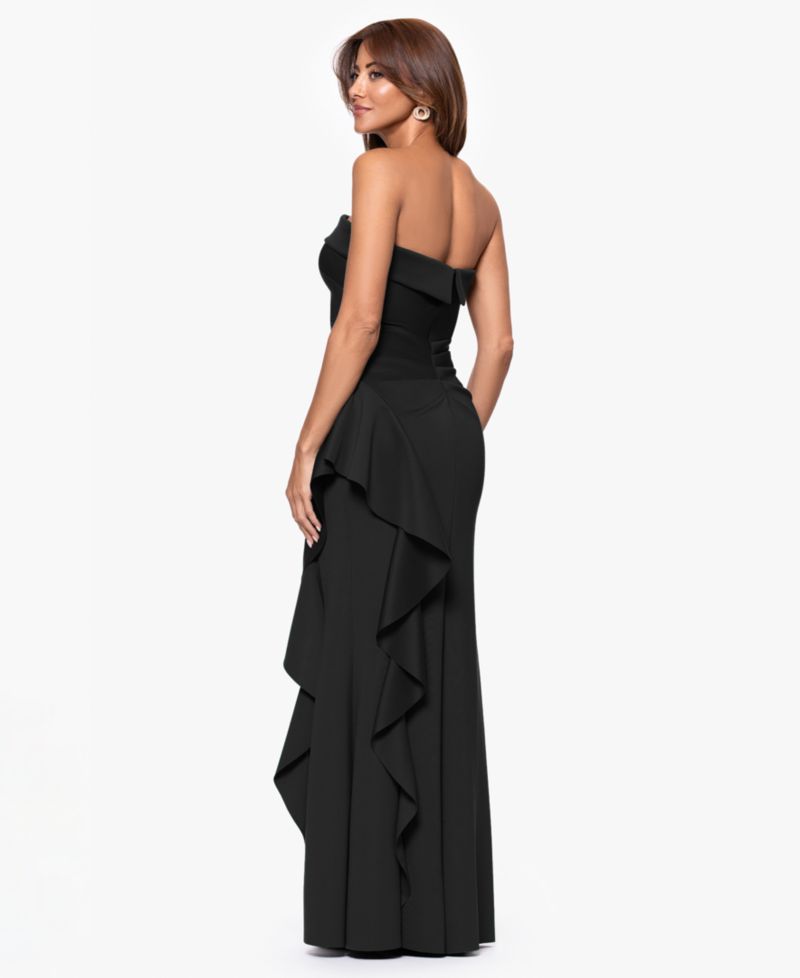 Petite Strapless Ruffle Sheath Gown