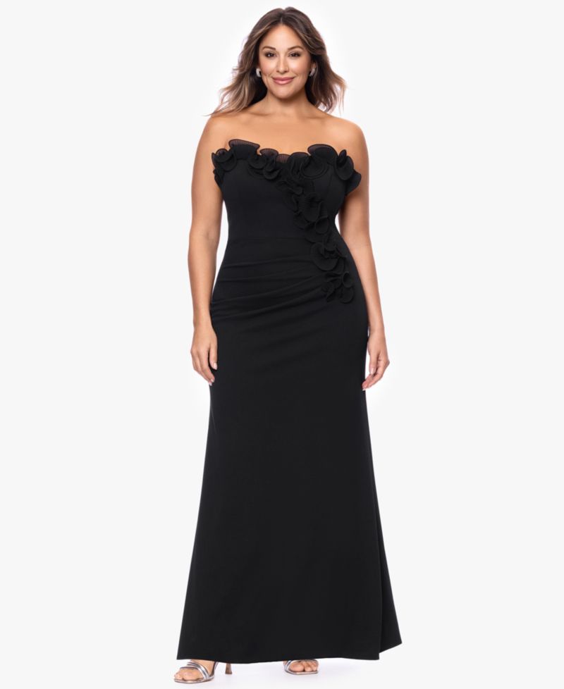 Plus Strapless Long Gown