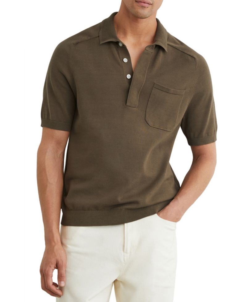 Men's Selkirk Cotton Knit Concealed-Placket Polo Shirt