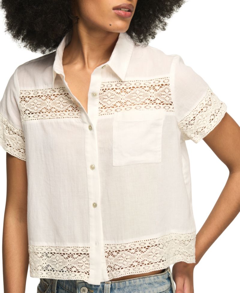 Women's Cutwork Collared Camp Shirt
