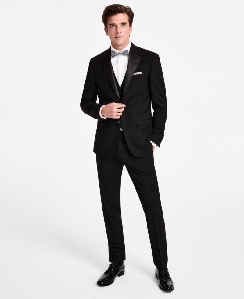 Men's Slim-Fit Wool-Blend Tuxedo Pants