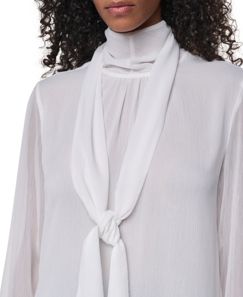 Women's Mock Neck Woven Fitted Long-Sleeve Blouse