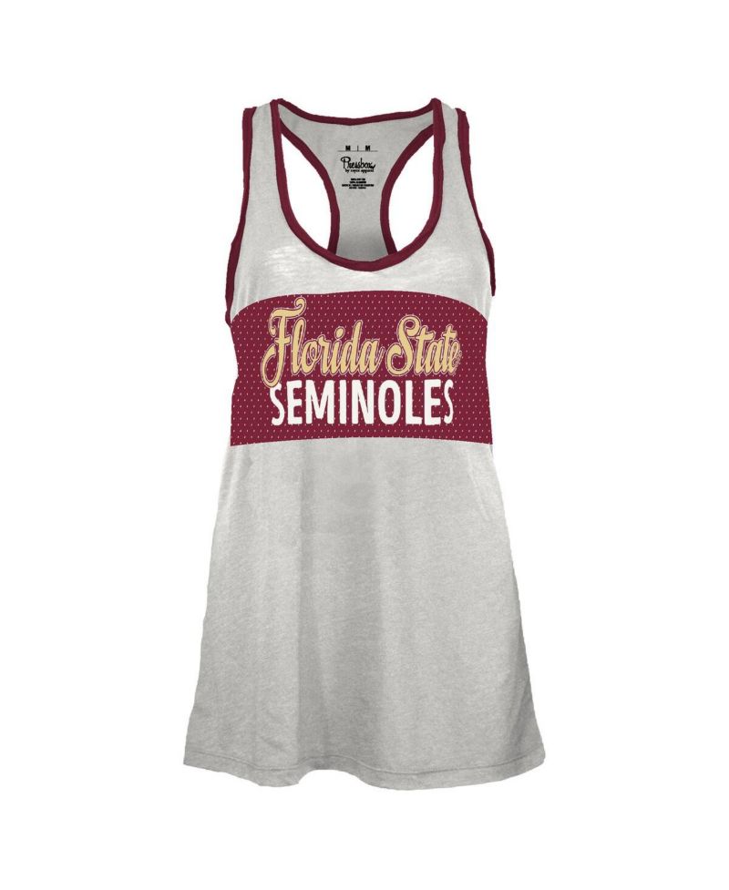 Women's White/Garnet Florida State Seminoles Tracy Racerback Burnout Tank Top