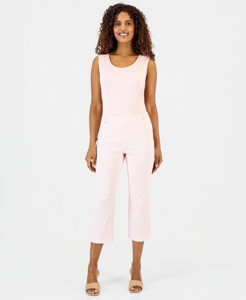 Women's Printed Pull-On Capri Pants