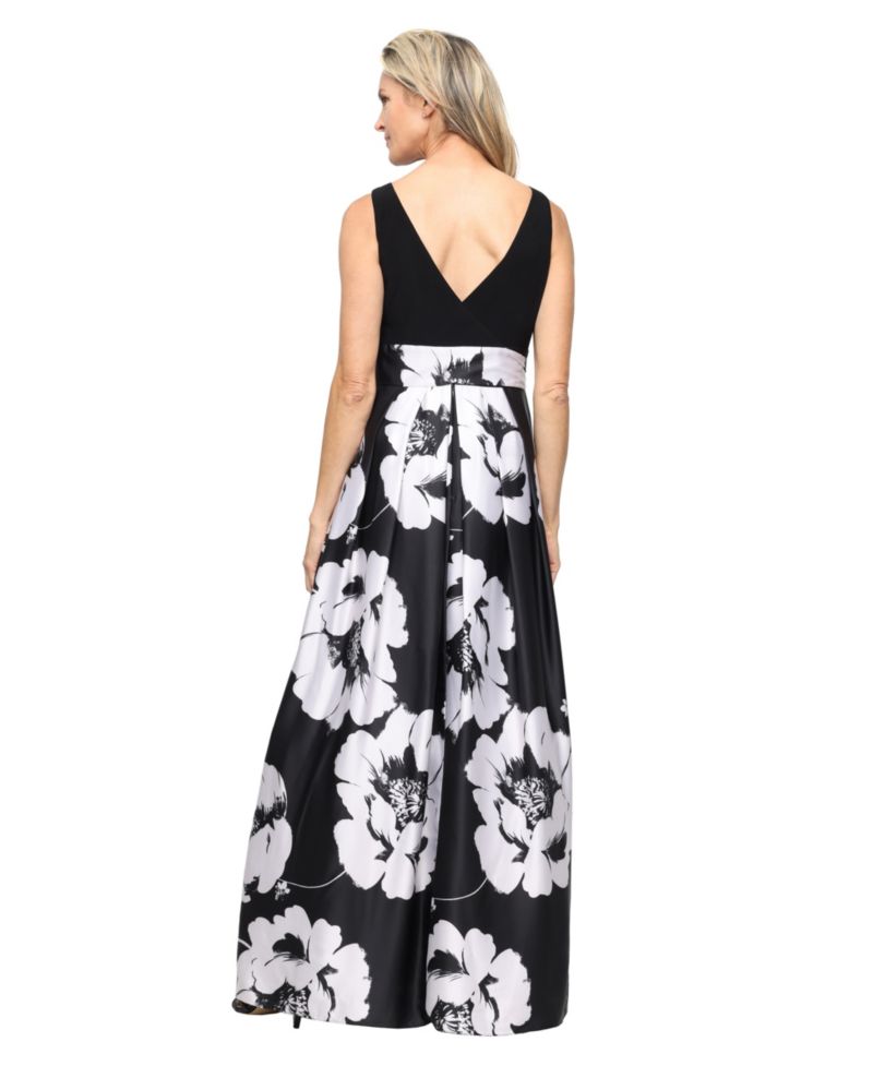 Petite Boat Neck Sleeveless Ball Gown