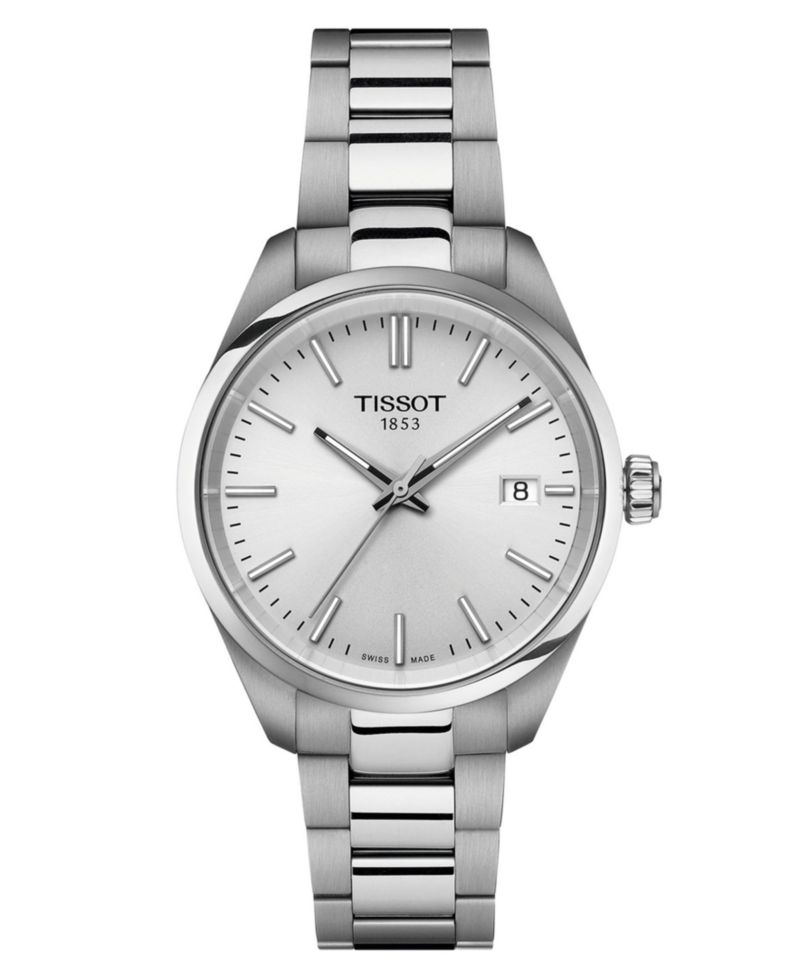Unisex Swiss PR 100 Stainless Steel Bracelet Watch 34mm