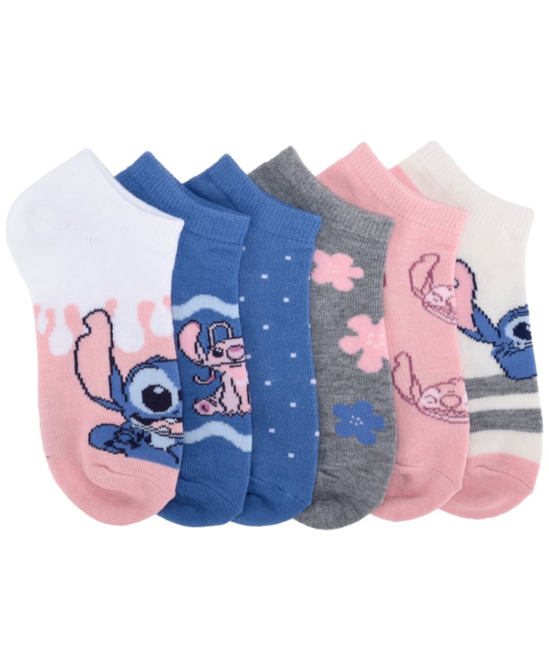 Girls' 4-8 Stitch No Show Socks, 6-Pack