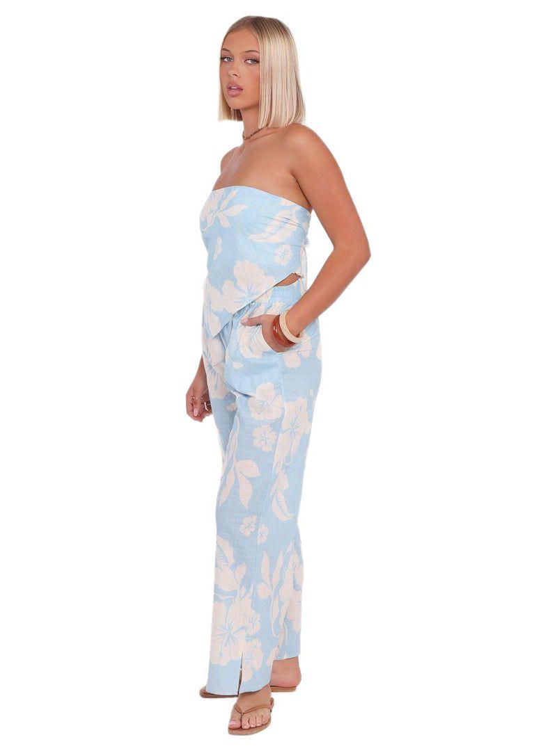 Women's Lourdes Wide Leg Pant - Blue Hibiscus