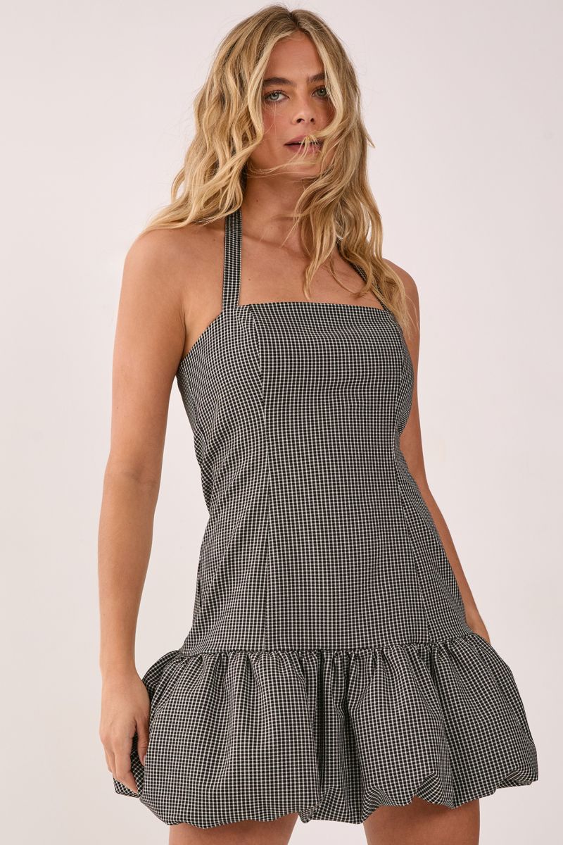Women's Structured Puffball Bandeau Mini Dress