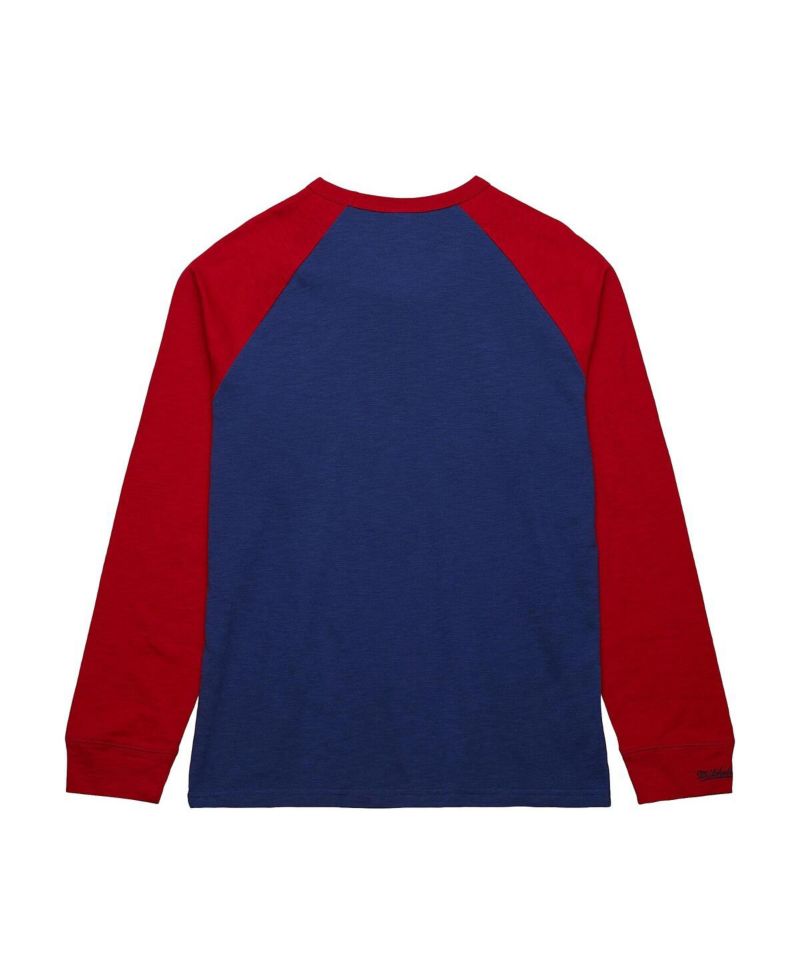 Men's Blue/Red New York Rangers Legendary Slub Raglan Long Sleeve T-Shirt