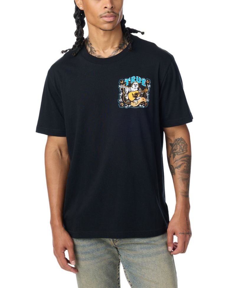 Men's Buddha Motif Graphic Embroidered T-Shirt