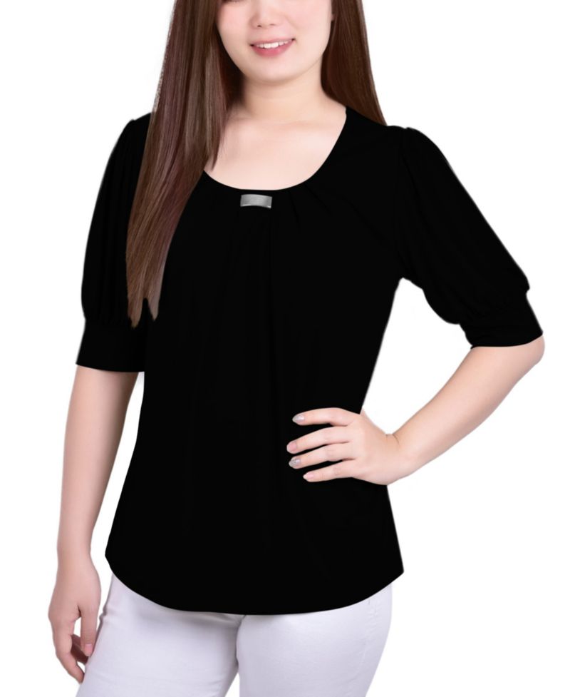 Petite Short Sleeve Balloon Sleeve Top