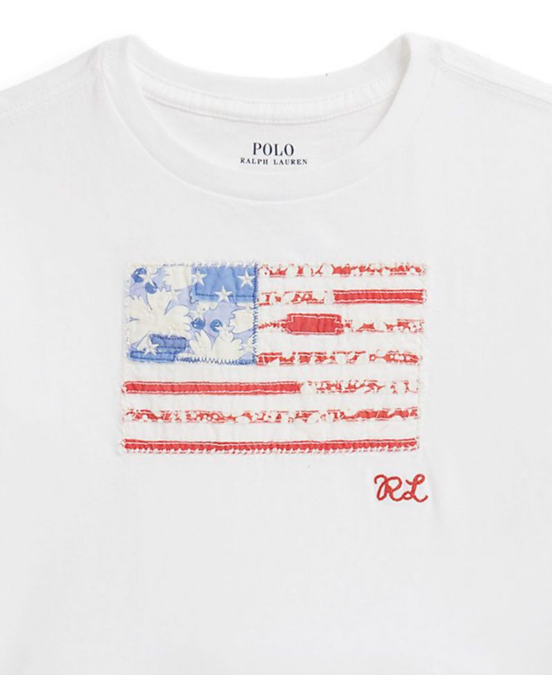 Girls' 2-6X Floral Flag Crewneck Jersey Boxy T-Shirt