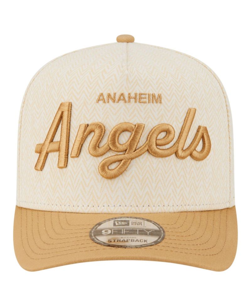 Men's Cream Los Angeles Angels Herringbone 9FIFTY A-Frame Snapback Hat