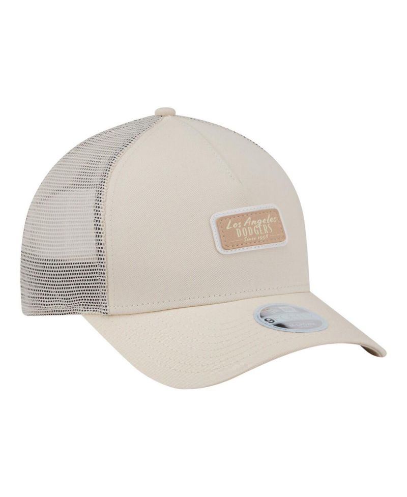 Women's Light Beige Los Angeles Dodgers Tonal Patch 9FORTY M-Crown A-Frame Trucker Adjustable Hat