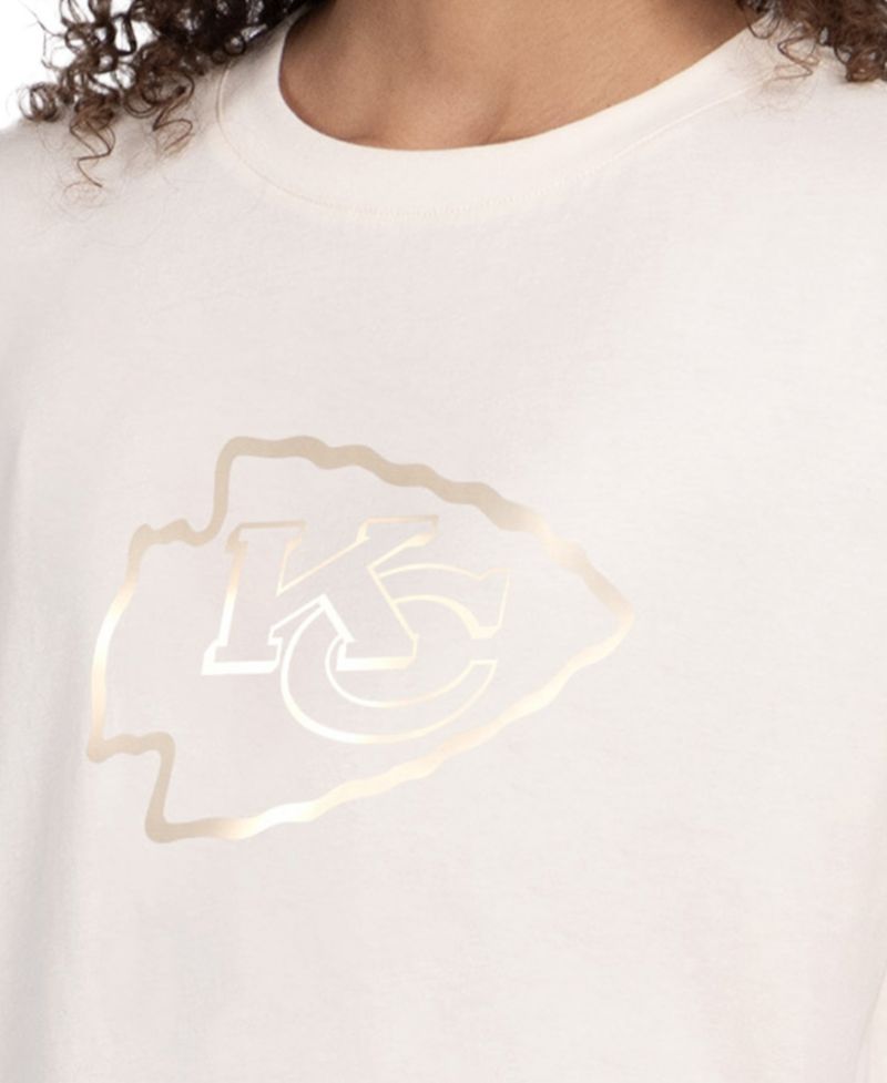 Women's Cream Kansas City Chiefs Pastel Travel Boxy Cropped T-Shirt