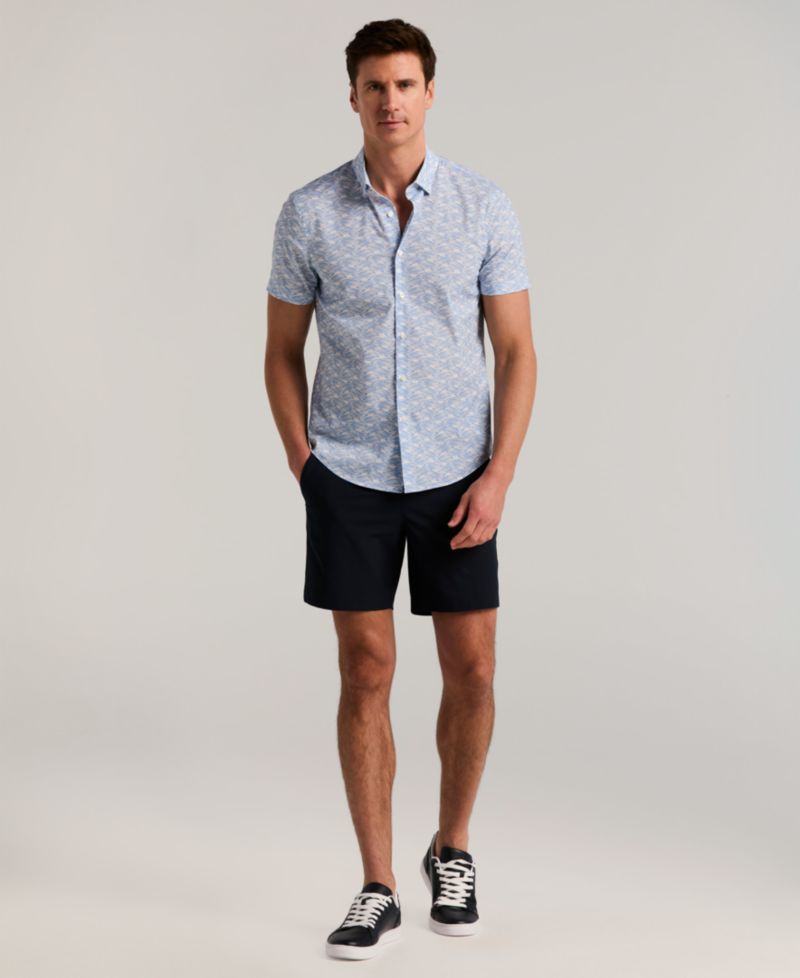 Men's Wave Print Short-Sleeve Shirt