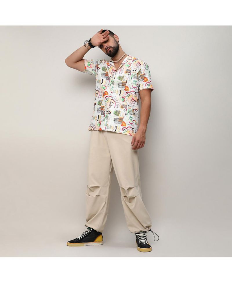 Men's Multicolour Mesh Graphic Shirt