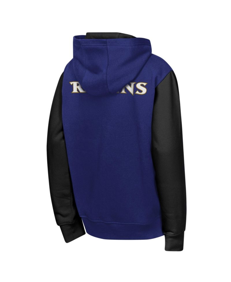 Big Boys and Girls Purple Baltimore Ravens Stadium Colorblock Full-Zip Hoodie