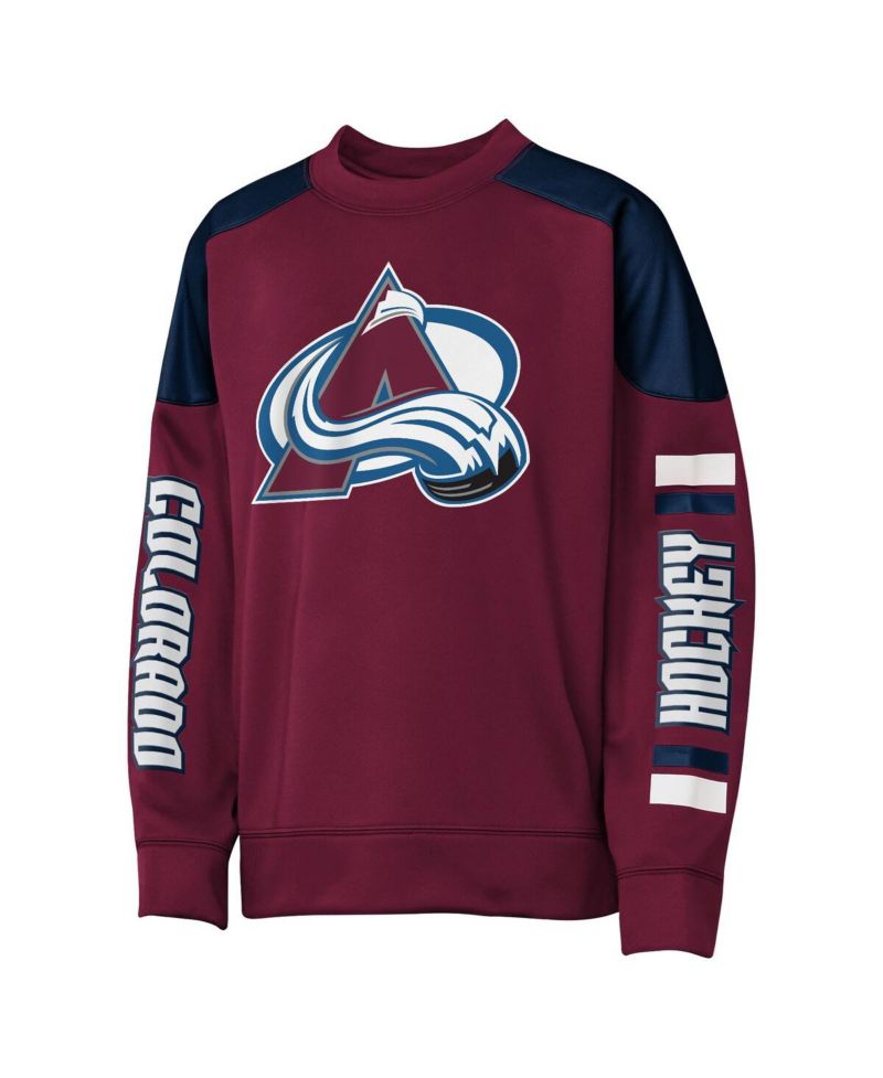 Big Boys and Girls Nathan MacKinnon Burgundy Colorado Avalanche Best Defense Name & Number Crewneck Sweatshirt