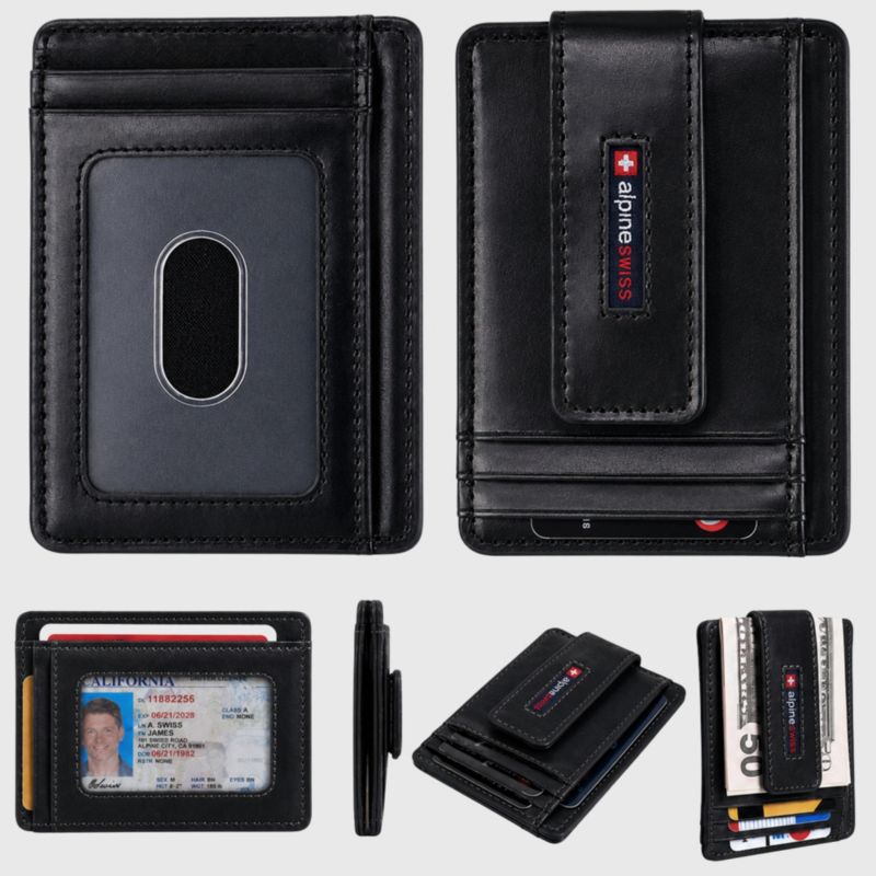 Men's Harper RFID Slim Money Clip Front Pocket Wallet Minimalist Leather ID Card Holder