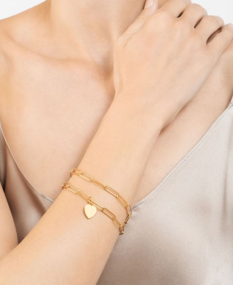 Gold 2-Pc. Paperclip Heart Chain Necklace and Bracelet Set