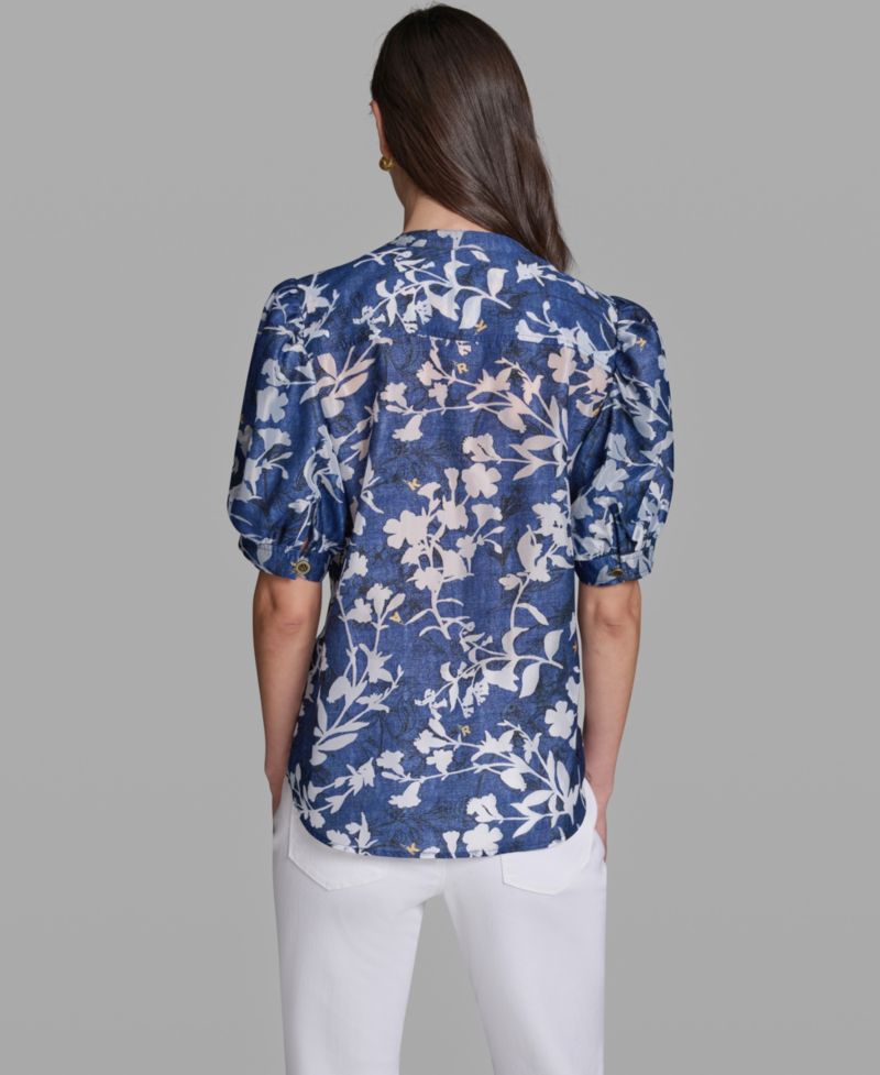 Women's Short-Sleeve Burnout Woven Top
