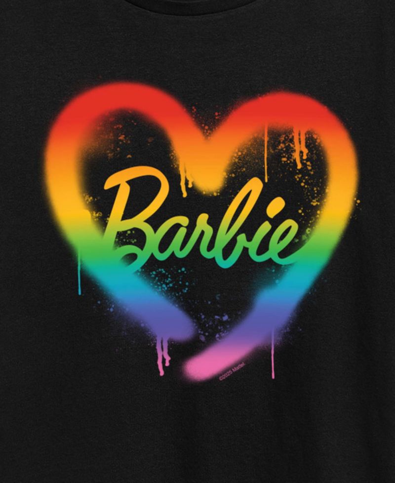 Plus Size Barbie Rainbow Heart Short-Sleeve Graphic T-Shirt