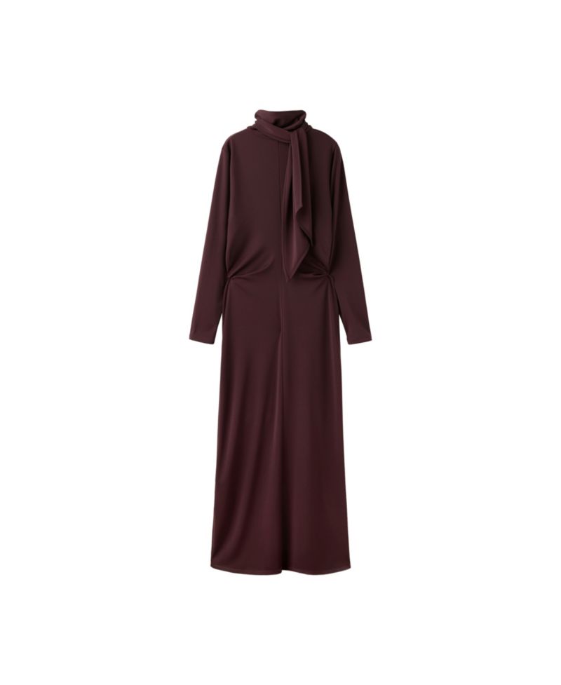 Women's Wraparound Lapel Collar Long-Sleeve Wrap Dress