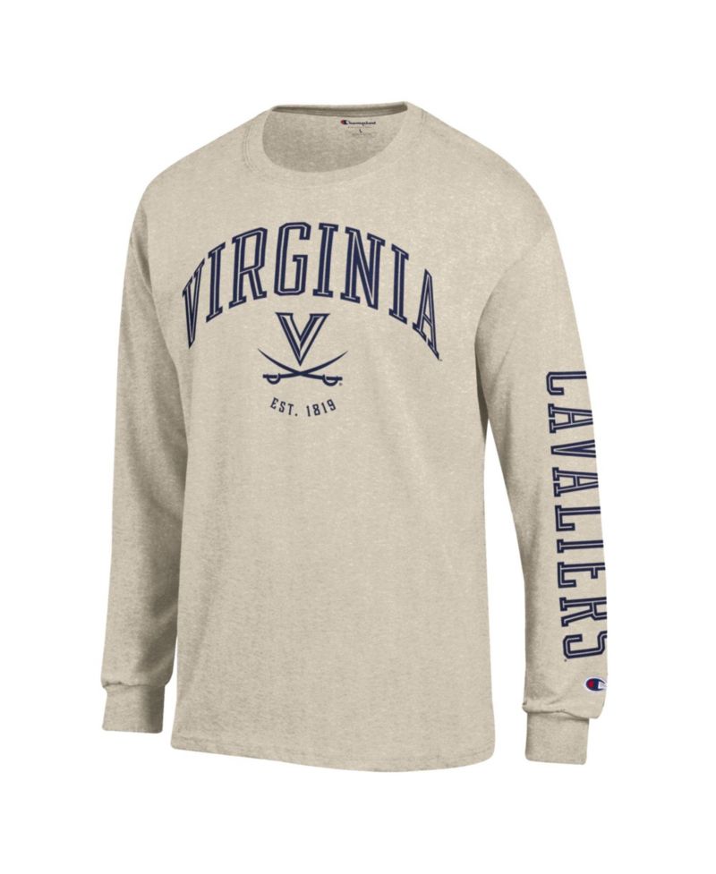 Men's Heather Oatmeal Virginia Cavaliers Neutral Arch Long-Sleeve T-Shirt