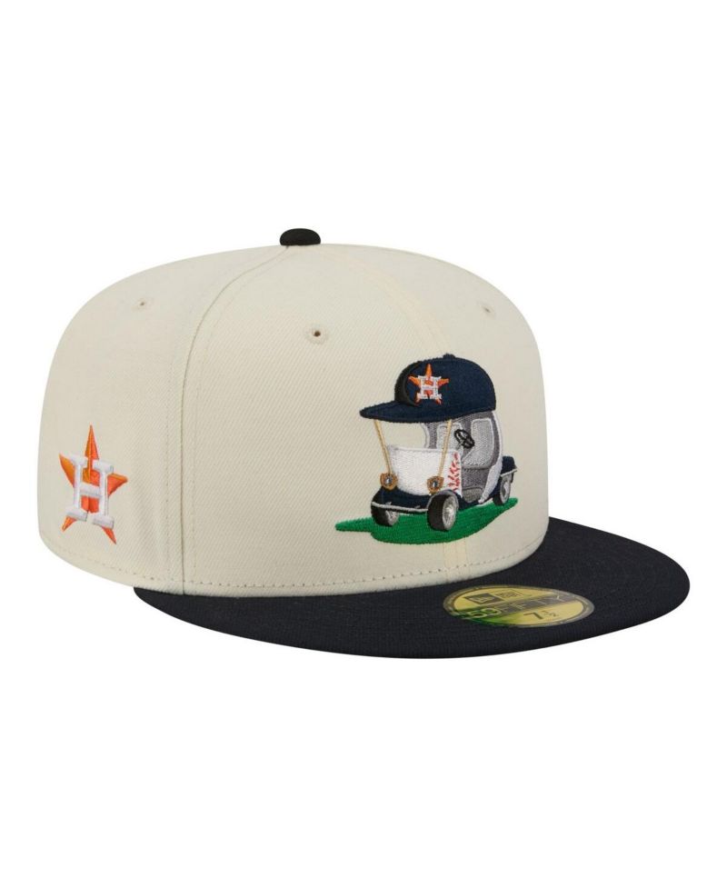Men's Cream/Navy Houston Astros Bullpen Cart 59FIFTY Fitted Hat