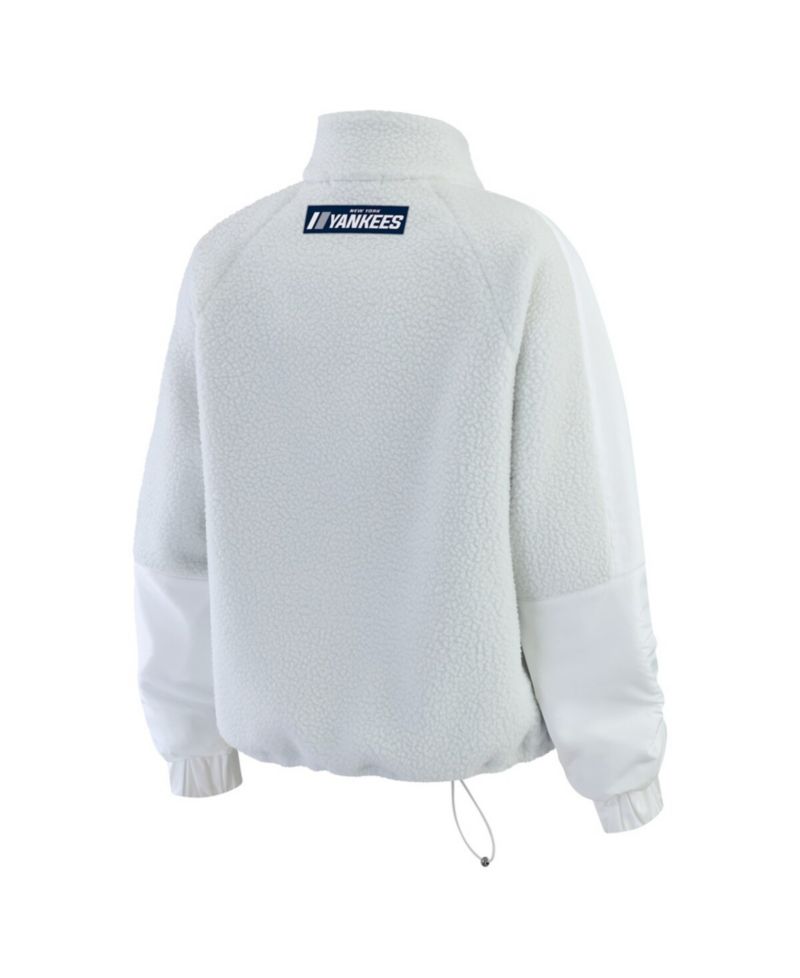 Women's Gray New York Yankees Polar Fleece Quarter-Zip Jacket