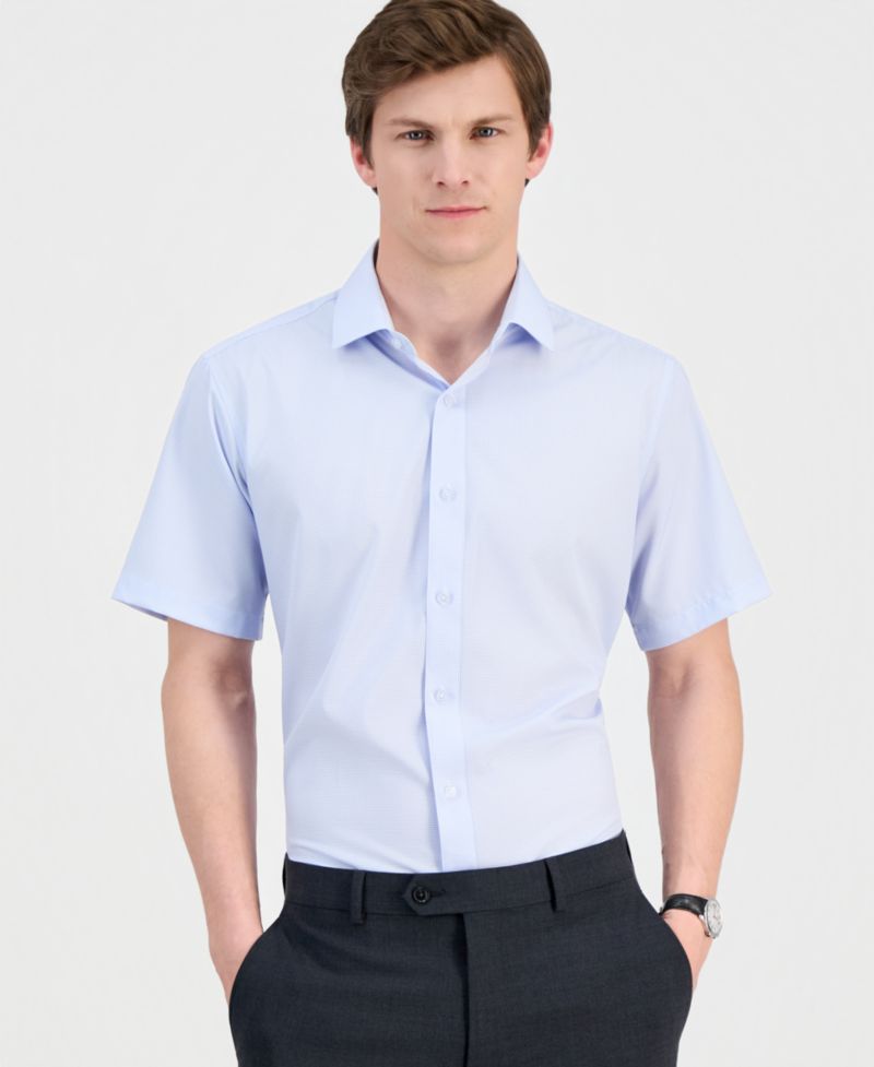 Men's Slim-Fit Performance Four-Way Stretch Short-Sleeve Dress Shirt