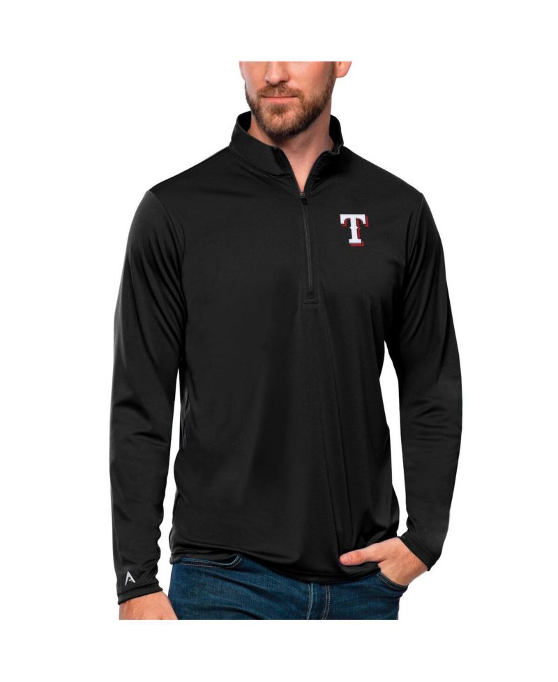 Men's Black Texas Rangers Tribute Quarter-Zip Pullover Top