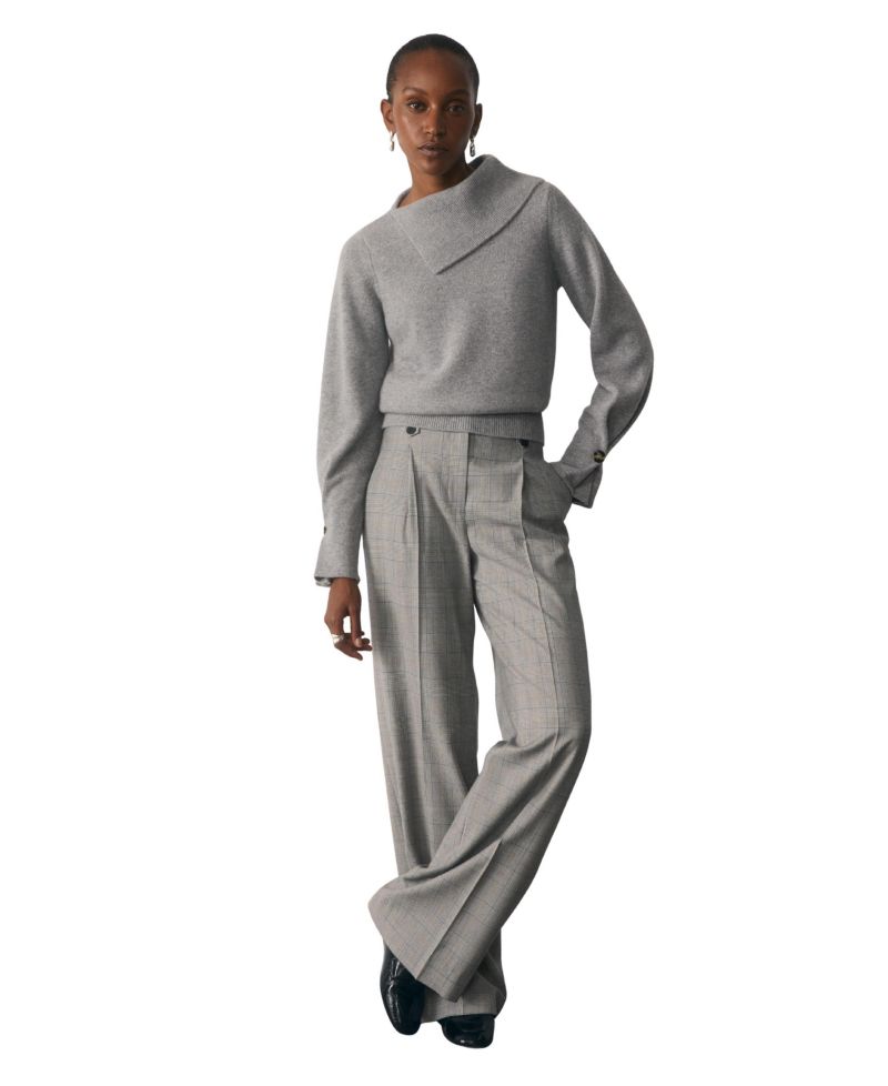 Women's Eloria Asymmetric Neck Cashmere Long-Sleeve Sweater