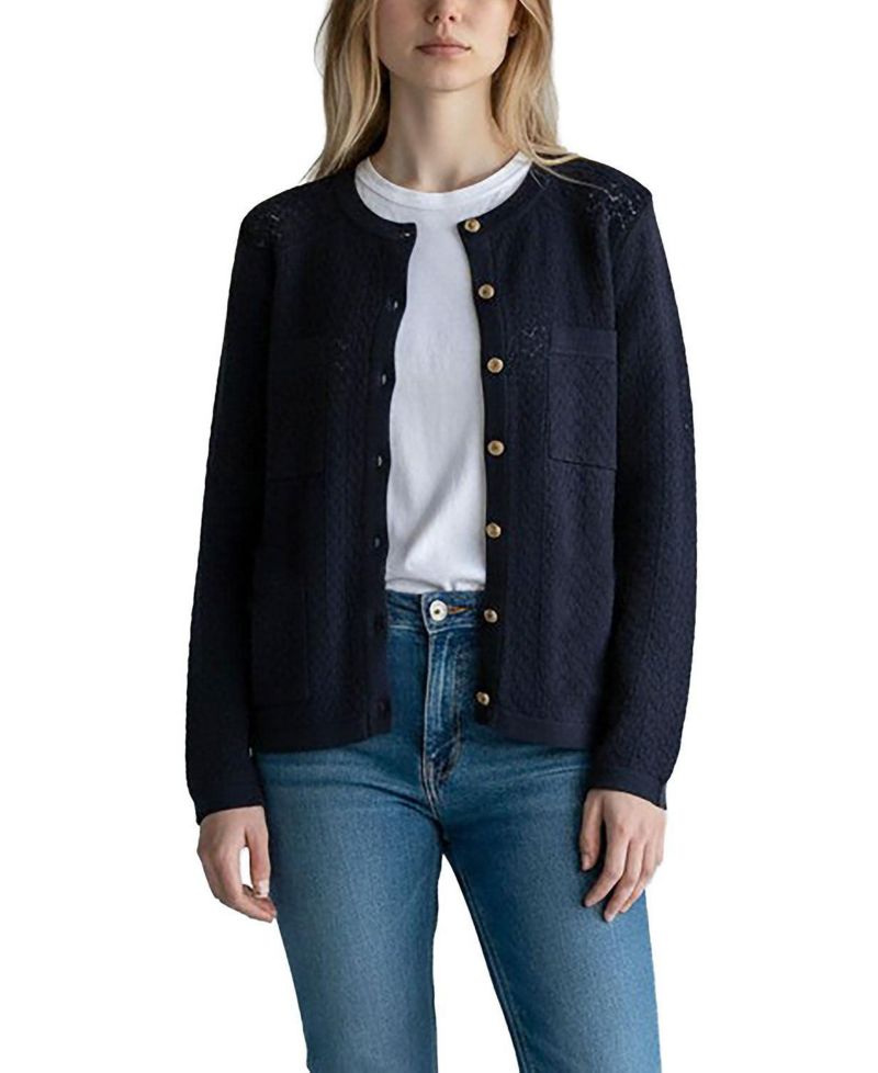 Women's Organic Cotton Pointelle Cardigan