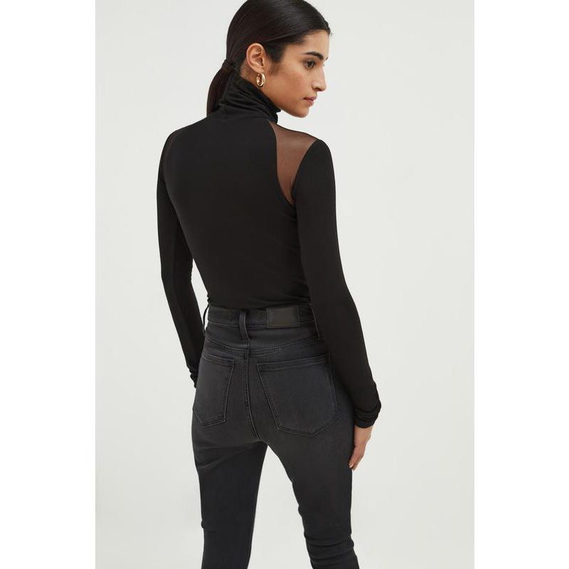 Women's Maria Fitted Turtleneck with Sheer Mesh Shoulder Panels