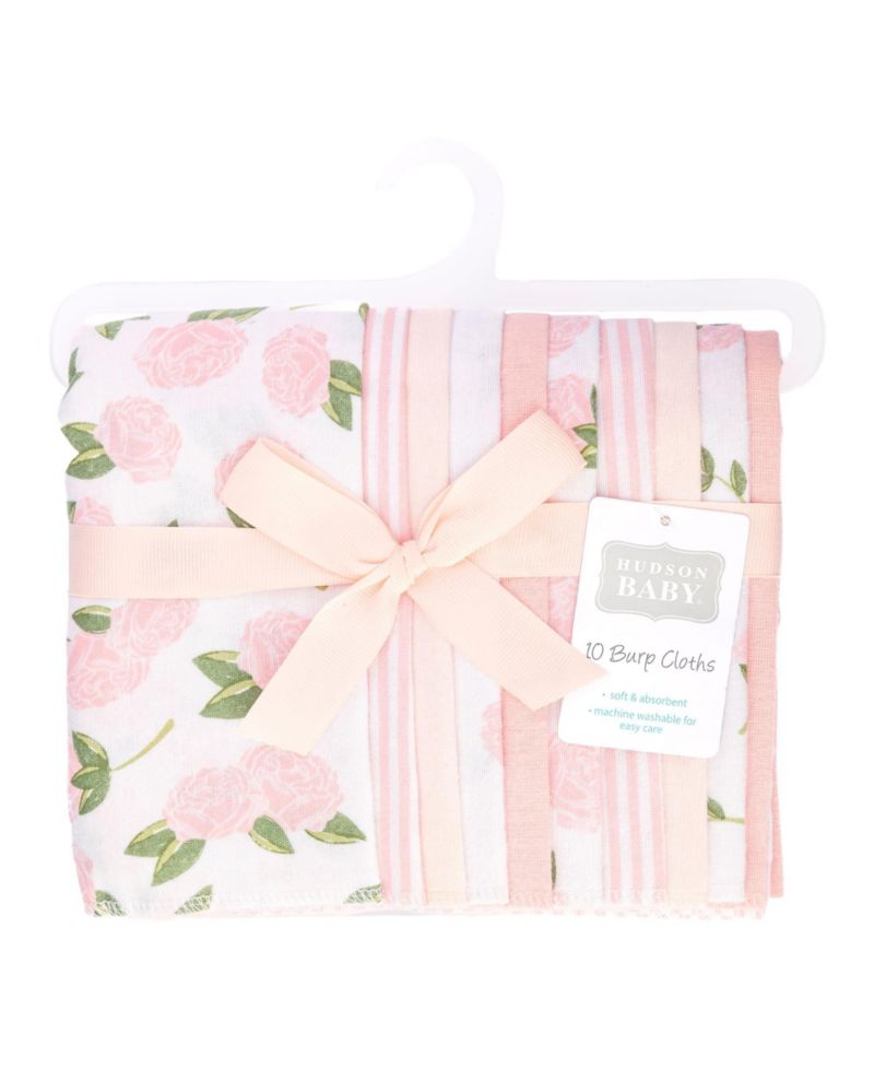 Girl Cotton Poly Flannel Burp Cloths, One Size