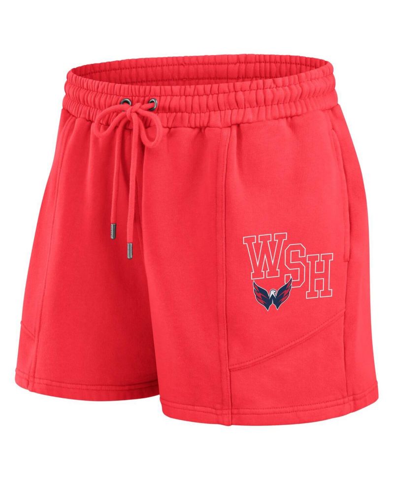 Women's Red Washington Capitals Washed Fleece Sweatshirt Shorts Lounge Set