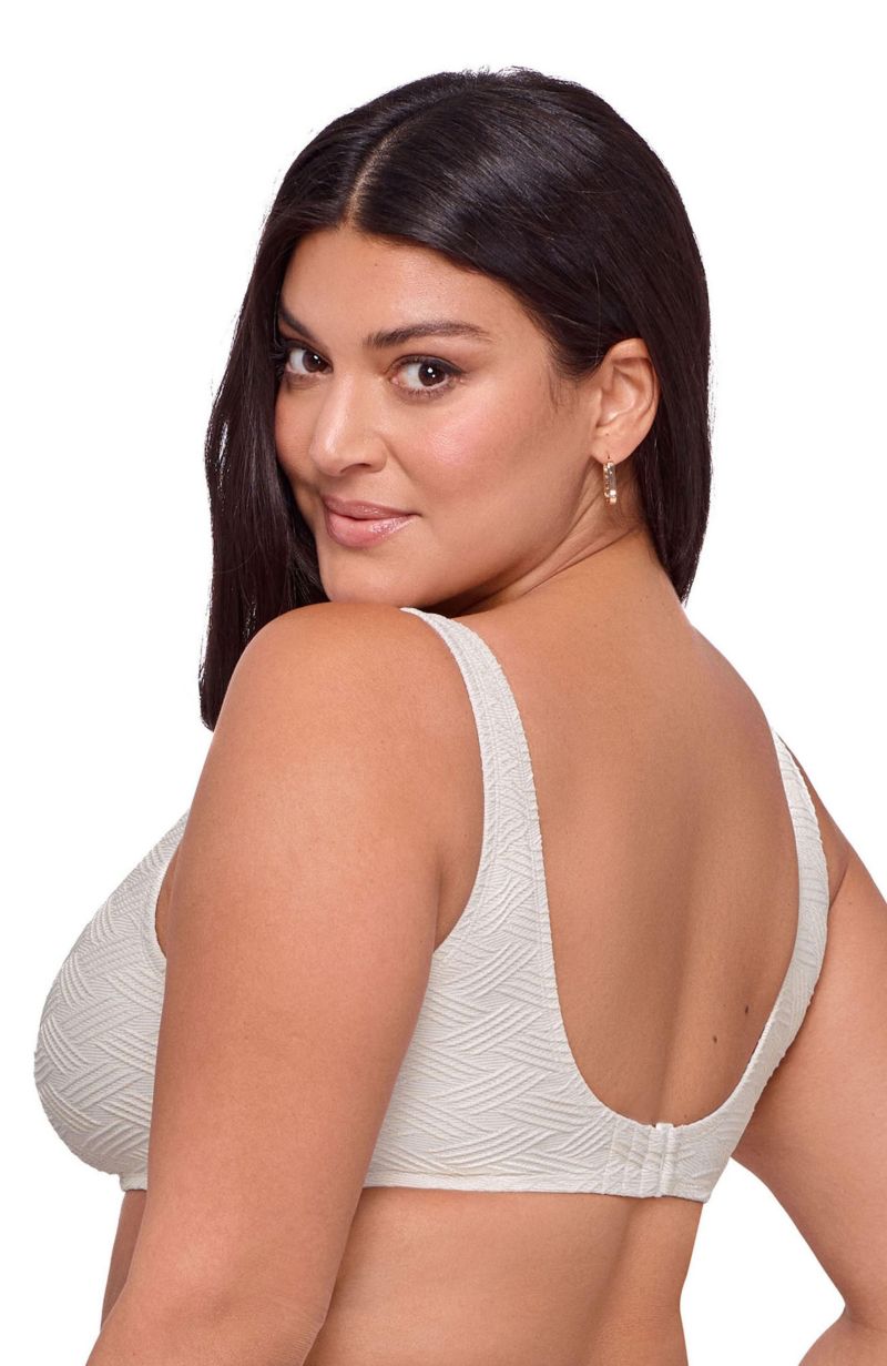 Women's Supportive and Sculpting Basket Weave Scoop Back Cutout U-Wire Bikini Swimsuit Top