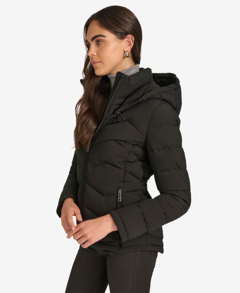 Women's Short Zip-Up Hooded Puffer Coat