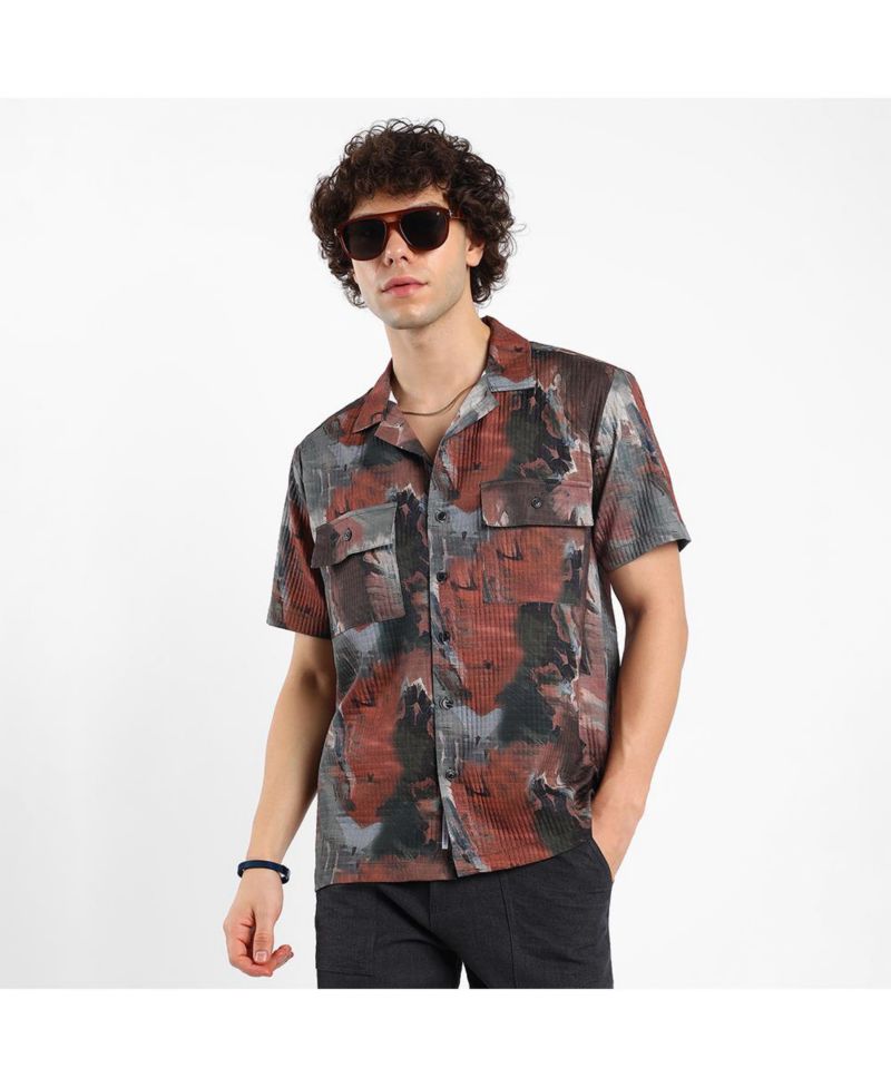 Men's Abstract Utility Oversized Shirt