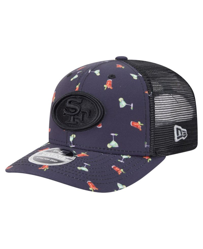 Men's Navy/Black San Francisco 49ers Adventure Drinks Pattern 9SEVENTY Stretch Snap Hat