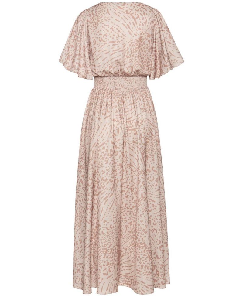 Women's Printed Flowy Flutter Fit-and-Flare V-Neck Maxi Dress